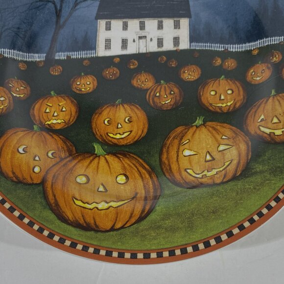 VTG Sakura Pumpkin Hollow David Carter Brown Plates Black Cat & Jack O' Lanterns - Picture 12 of 12